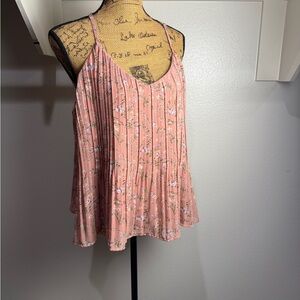 She + Sky Pink Floral Pleated Swing Cami